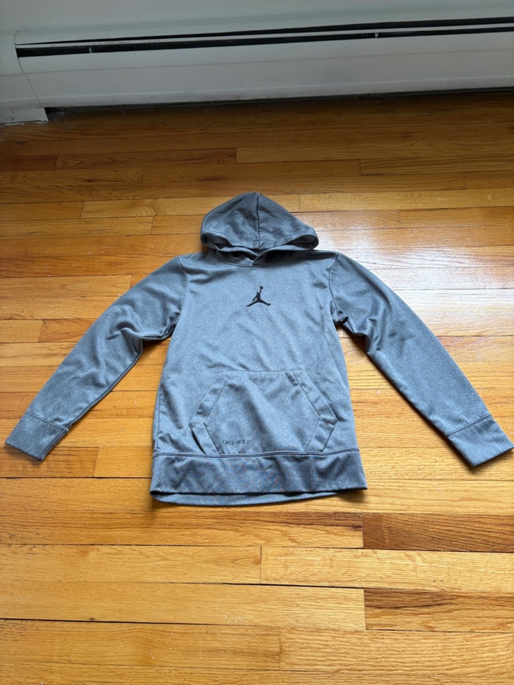 Jordan Boys Heather Gray Hoodie with Black Jumpman